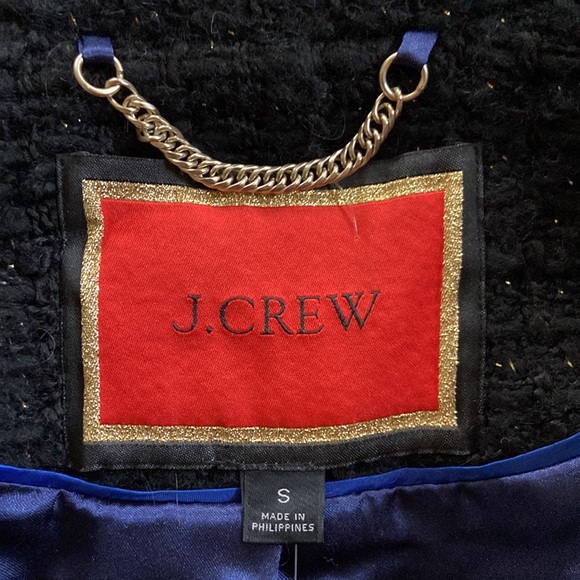 J. Crew Lady Jacket in Italian Lurex Tweed Double-Breasted Peacoat Womens Size S - Picture 2 of 13